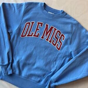 🏈 Champion Reverse Weave Ole Miss Crewneck XS Powder Blue Rebels